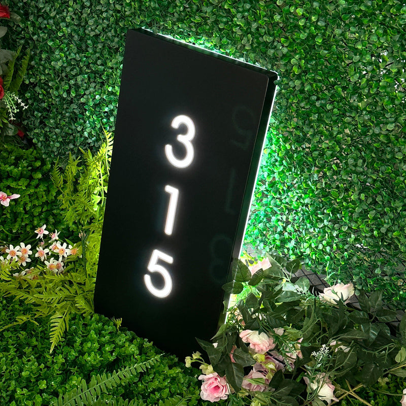 Custom modern metal vertical house number, hotel room number sign, custom vertical house light box number, address number board, home wall decoration, LED house number, door sign - VINTAGE SIGN