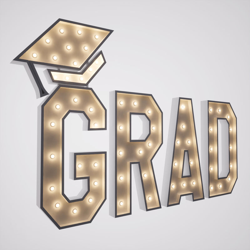 Led Metal Marquee Letter "GRAD" 4ft,3ft,2ft Tall
