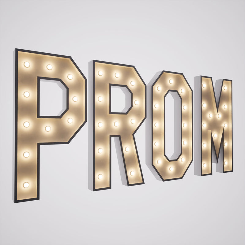 Led Metal Marquee Letter "PROM" 4ft,3ft,2ft Tall
