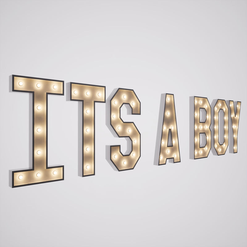 Led Metal Marquee Letter "ITS A BOY" 4ft,3ft,2ft Tall
