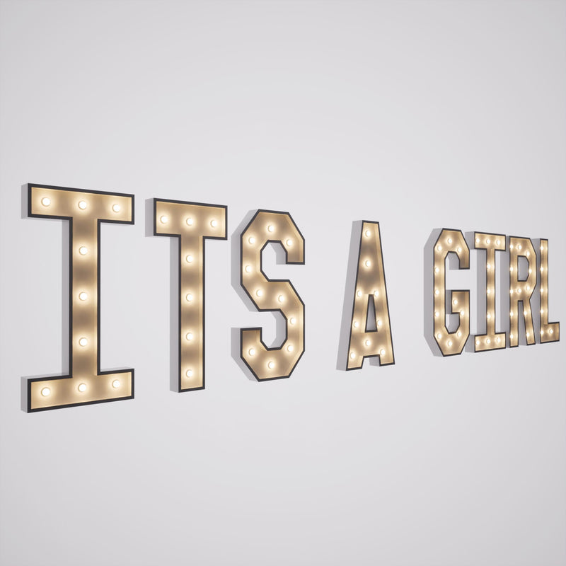 Led Metal Marquee Letter "ITS A GIRL" 4ft,3ft,2ft Tall