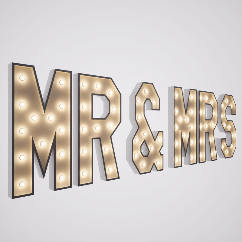 Led Metal Marquee Letter "MR & MRS" 4ft,3ft,2ft Tall
