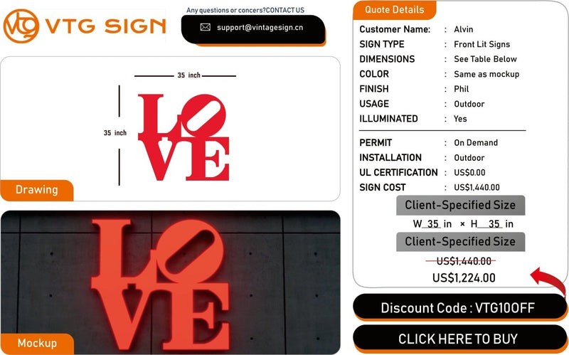 3D Front Lit Signs for Alvin - VINTAGE SIGN