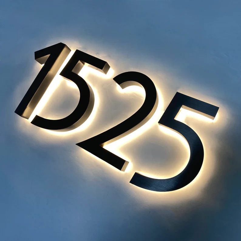 Solar Powered LED Backlit House Number Signs