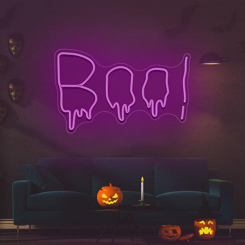 Distorted Boo Neon Sign, Custom Halloween Party Decorations, Halloween Gift