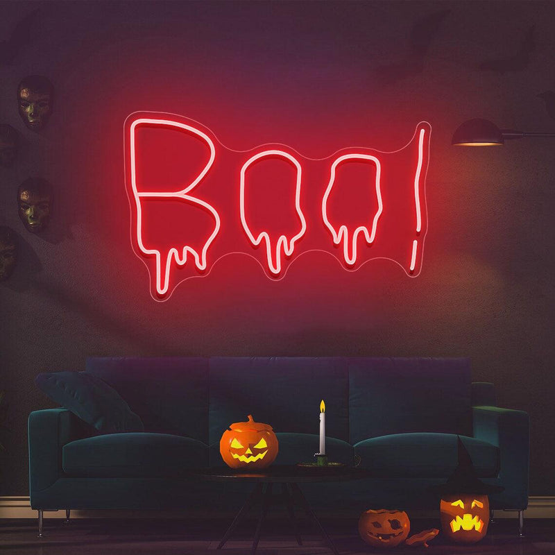 Distorted Boo Neon Sign, Custom Halloween Party Decorations, Halloween Gift - VINTAGE SIGN