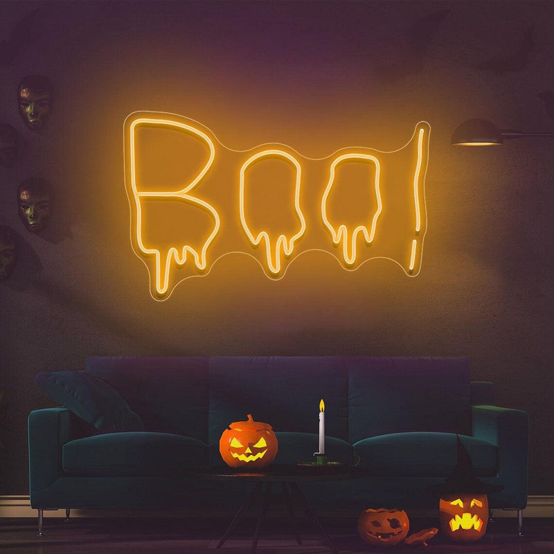 Distorted Boo Neon Sign, Custom Halloween Party Decorations, Halloween Gift - VINTAGE SIGN