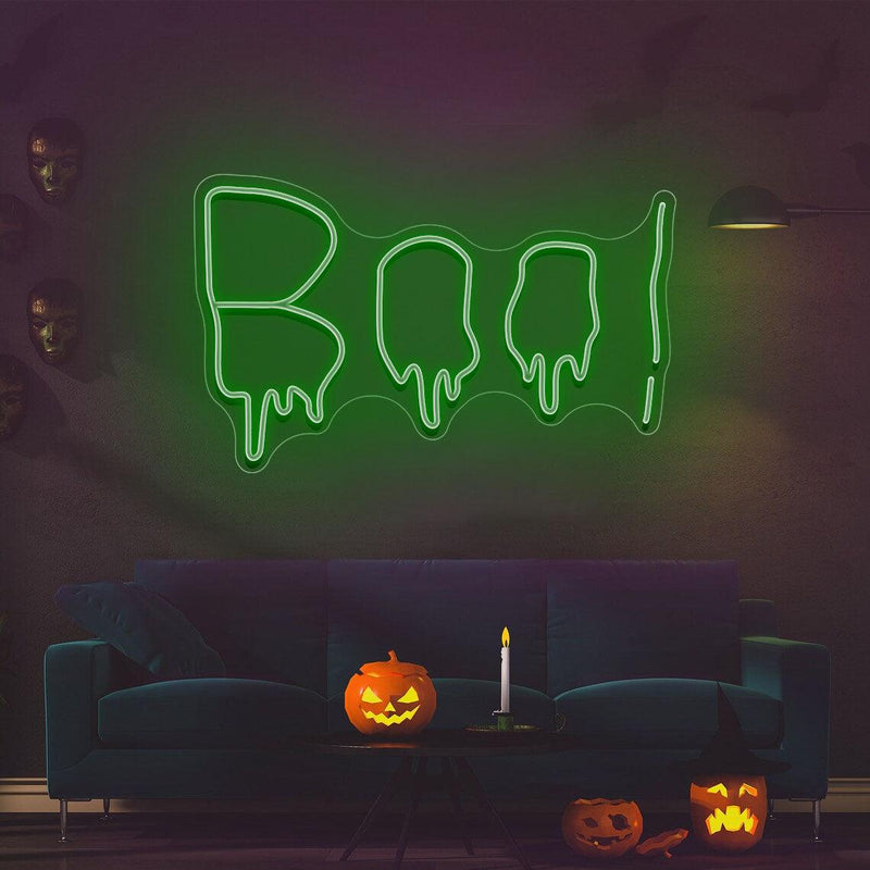 Distorted Boo Neon Sign, Custom Halloween Party Decorations, Halloween Gift