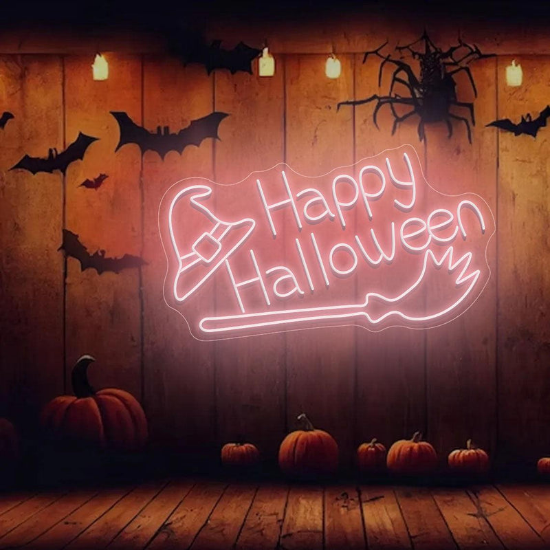 Happy Halloween Neon Sign, Custom Neon Sign Halloween Decorations, LED sign for Halloween Door decor - VINTAGE SIGN