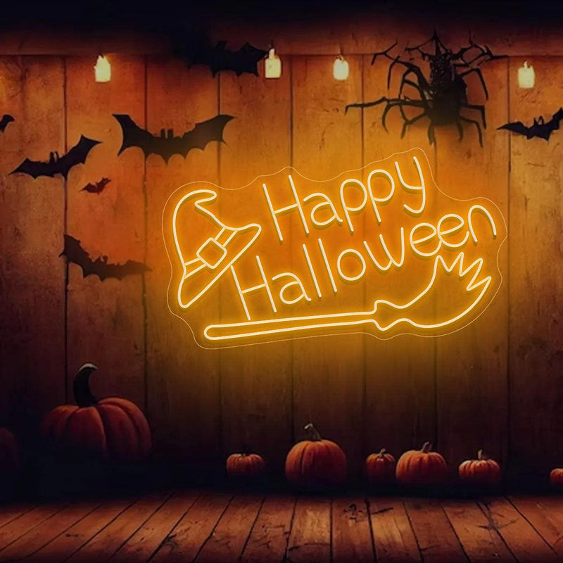 Happy Halloween Neon Sign, Custom Neon Sign Halloween Decorations, LED sign for Halloween Door decor - VINTAGE SIGN