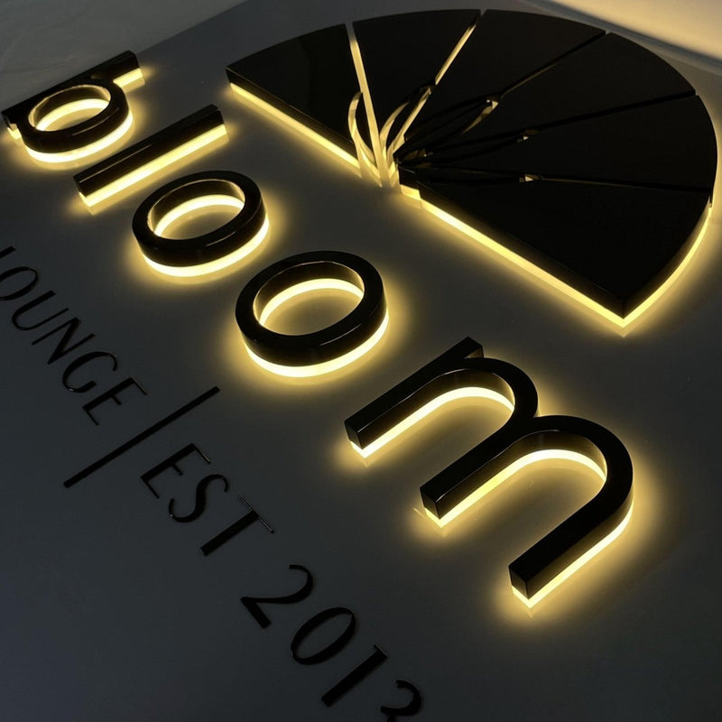 Custom backlit lettering signage Led backlit 3d storefront company log