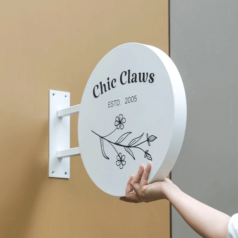 Custom Round Blade Sign,Exterior Round Sign,Wall Support Circular Sign