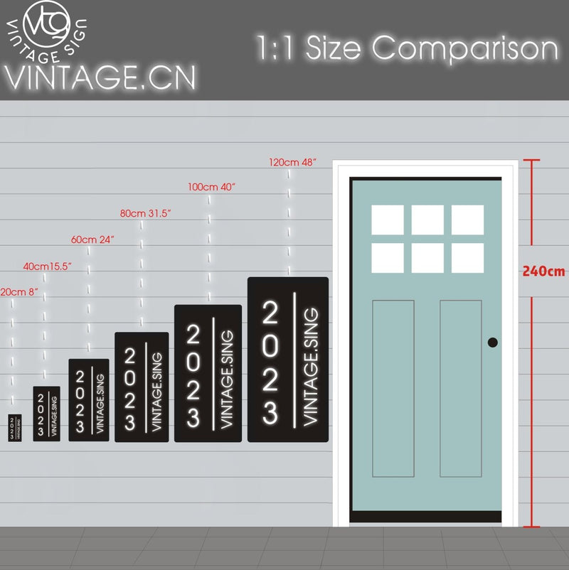 Custom Vertical House Number Sign,Rectangular House Number Sign,LED Modern Metal Address Plaque Sign ,Outdoor Address Logo,Hotel House Sign - VINTAGE SIGN