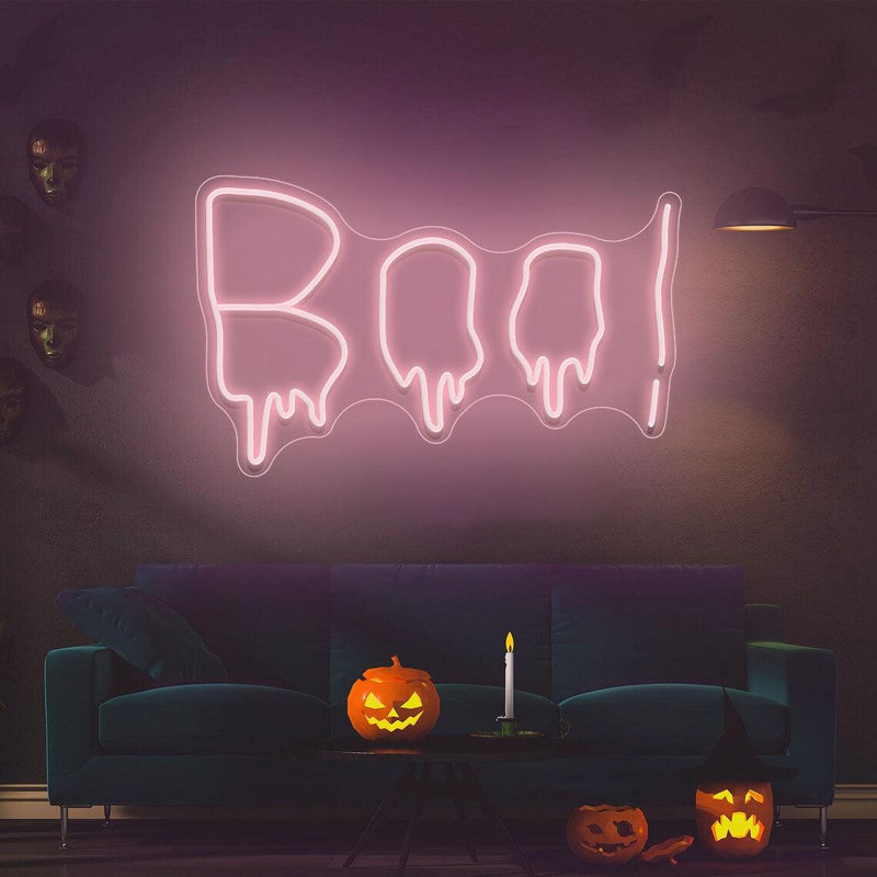 Distorted Boo Neon Sign, Custom Halloween Party Decorations, Halloween