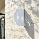 Minimalist Black Restroom Directional Sign | Curved 3D Metal Bathroom Plaque