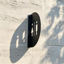 Minimalist Black Restroom Directional Sign | Curved 3D Metal Bathroom Plaque