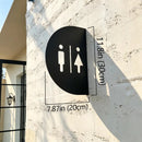Minimalist Black Restroom Directional Sign | Curved 3D Metal Bathroom Plaque