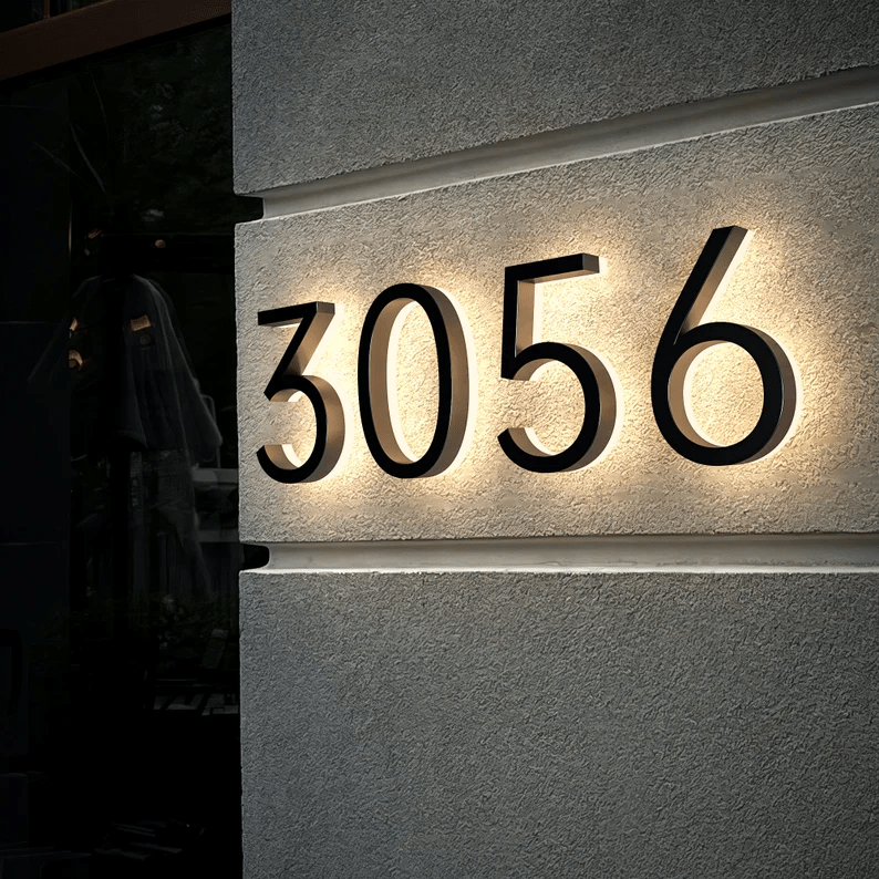 Solar Powered LED Backlit House Number Signs - VINTAGE SIGN