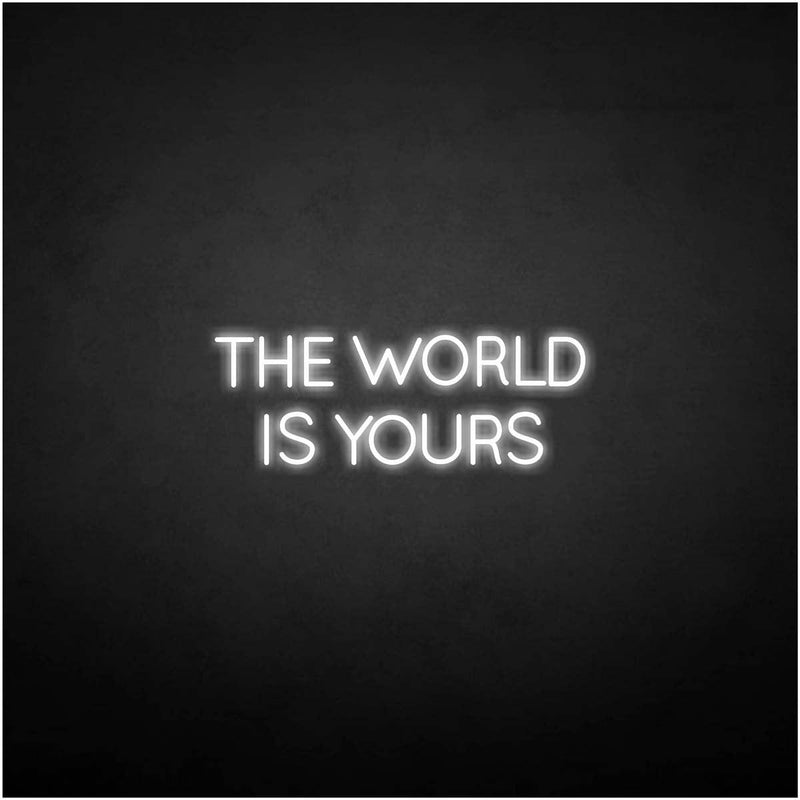 'THE WORLD IS YOURS' neon sign