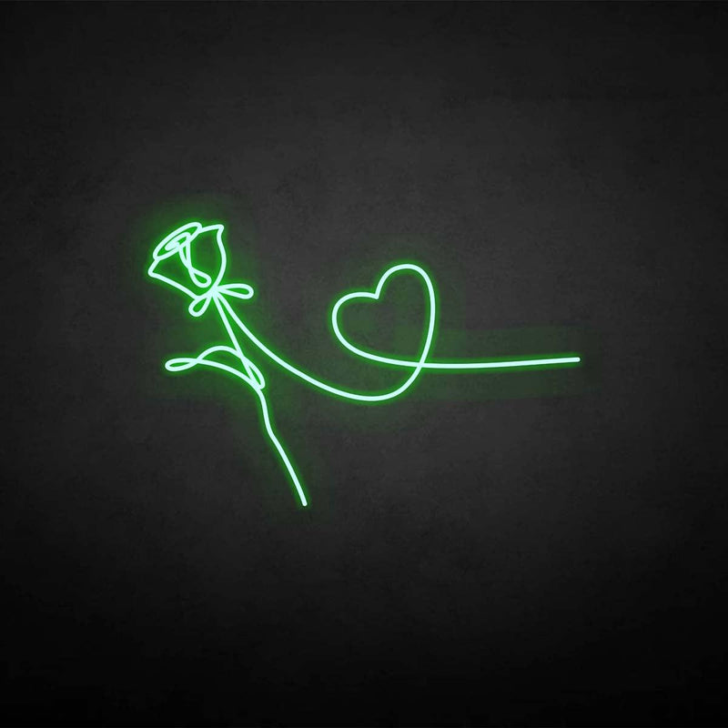 'Rose and heart' neon sign