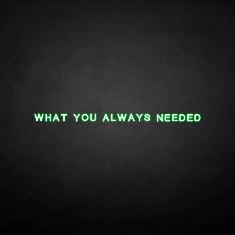 'What you always needed' neon sign