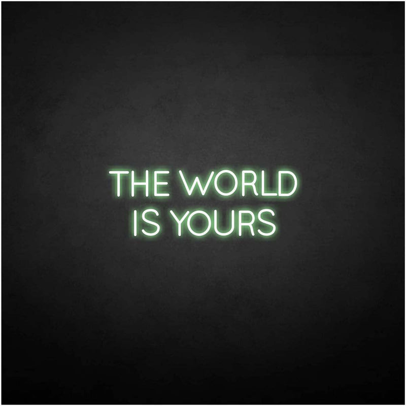 'THE WORLD IS YOURS' neon sign