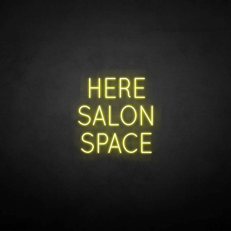 'HERE SALON SPACE' neon sign