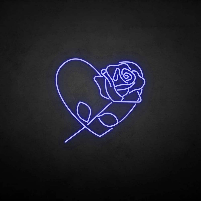 Enseigne au néon 'Rose avec coeur'