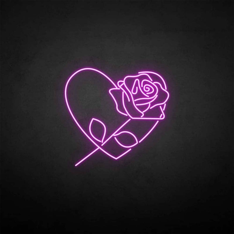 Enseigne au néon 'Rose avec coeur'
