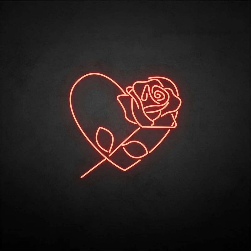 'Rose with heart' neon sign - VINTAGE SIGN