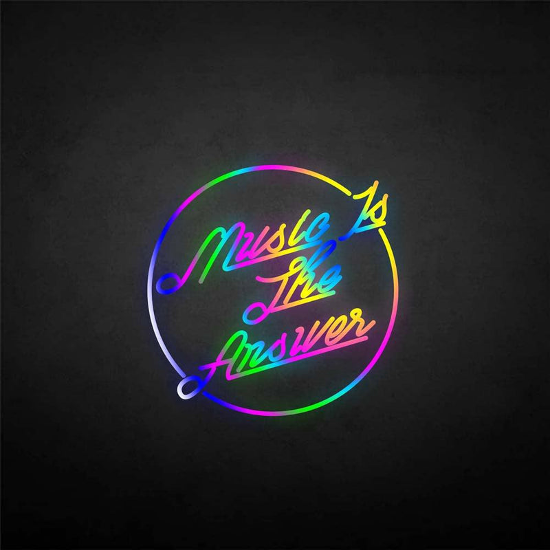 'Music  is the answer' neon sign
