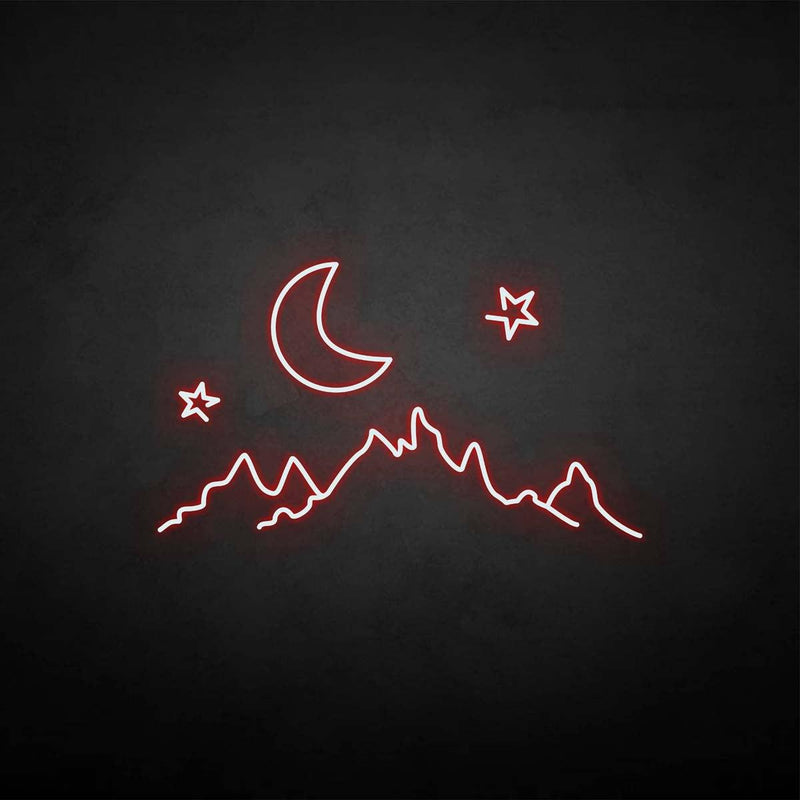 'Moon & mountain' neon sign