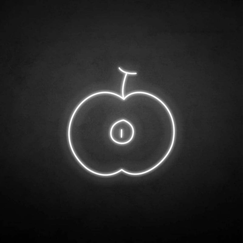 Leuchtreklame "Die Hälfte des Apfels".
