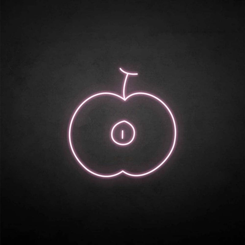 Leuchtreklame "Die Hälfte des Apfels".